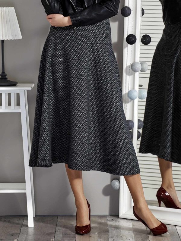 Wholesale Black midi skirt with geometric motif