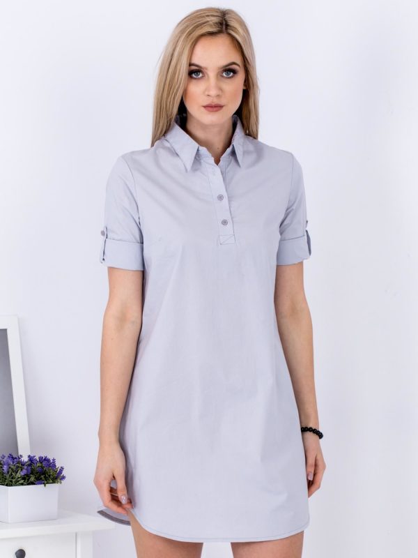 Wholesale Grey dress with collar