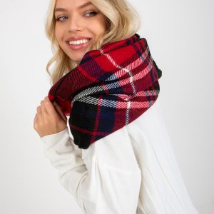 Wholesale Black and Red Women's Plaid Print Chimney