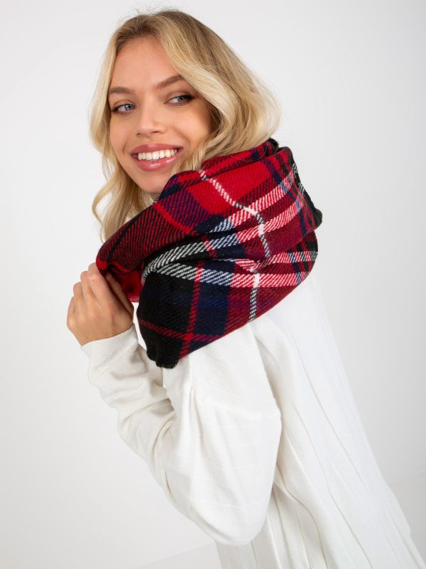 Wholesale Black and Red Women's Plaid Print Chimney