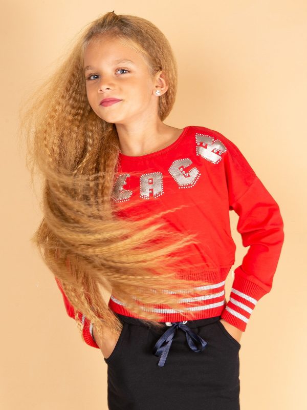 Wholesale Red sweatshirt for girl with welts