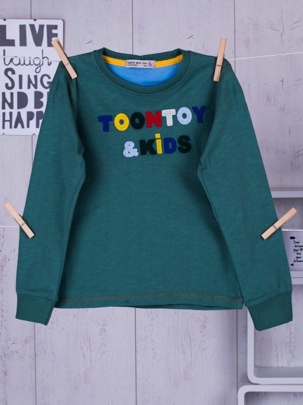 Wholesale Green blouse for a boy with an engraved inscription