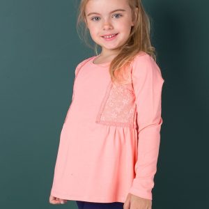 Wholesale Peach blouse for girl with lace