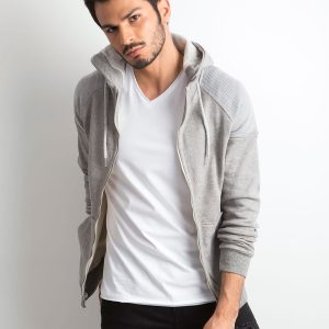 Wholesale Grey Cotton Hooded Sweatshirt for Men