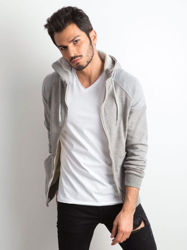 Wholesale Grey Cotton Hooded Sweatshirt for Men