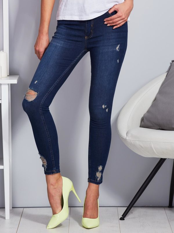 Wholesale Blue jeans with rips on the legs