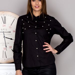 Wholesale Women's shirt with pearls black