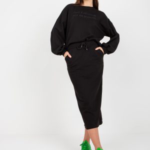 Wholesale Black Women's Tracksuit with Louisa Midi Skirt