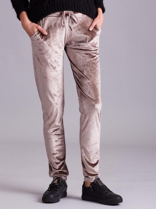 Wholesale Velour trousers beige