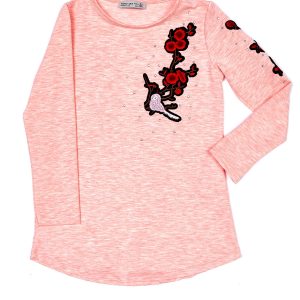 Wholesale Pink tunic for girl with embroidered Patch