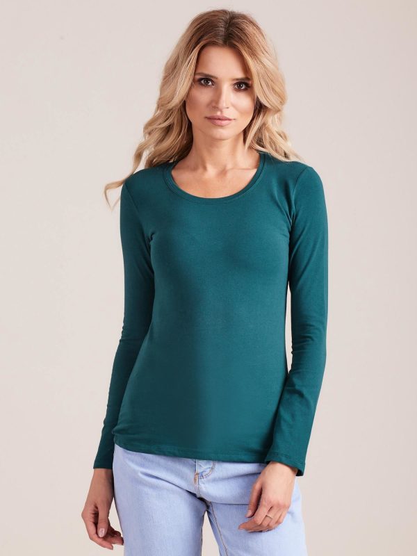 Wholesale Dark Green Long Sleeve Blouse