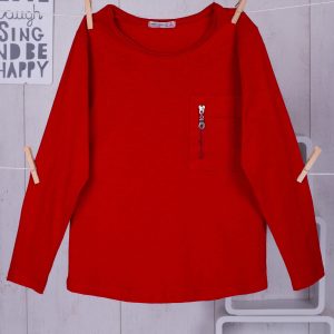 Wholesale Red children's blouse with zipper pocket