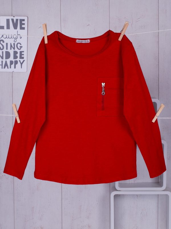 Wholesale Red children's blouse with zipper pocket