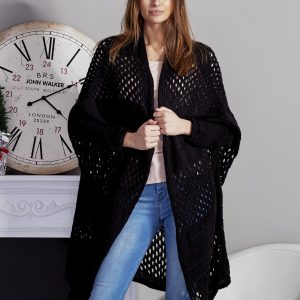 Wholesale Long openwork sweater black