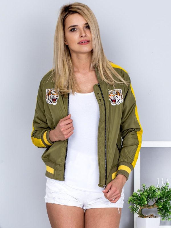 Wholesale Khaki bomber jacket with stripes