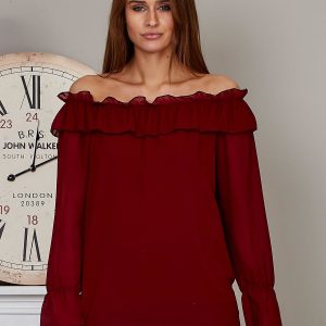 Wholesale Chiffon blouse spanish burgundy