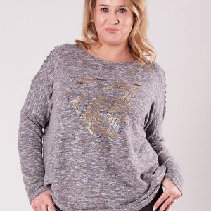 Wholesale Beige blouse with cutouts on the shoulders PLUS SIZE