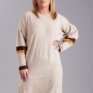 Wholesale Beige Knitted Plus Size Dress