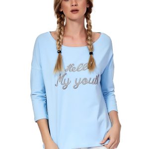 Wholesale Light blue blouse HELLO MY YOUTH