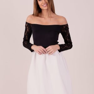 Wholesale White dress with lace sleeves