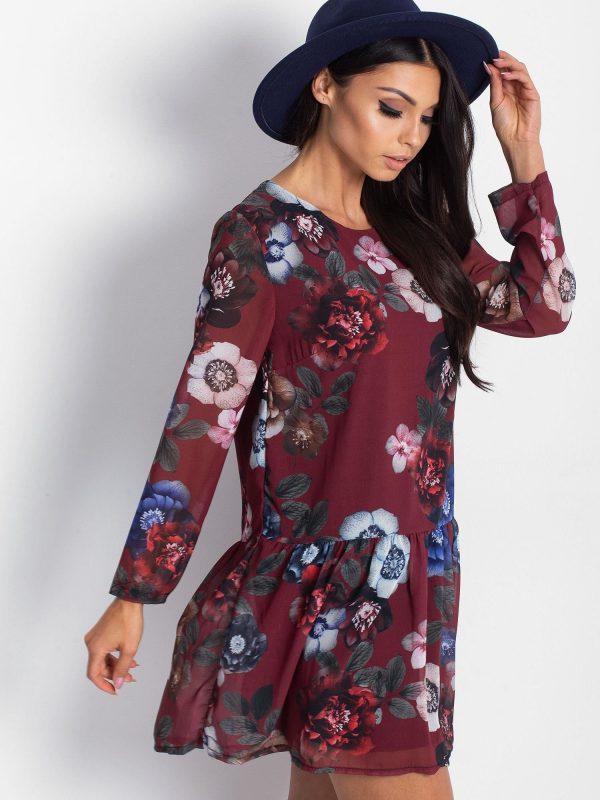 Wholesale Burgundy floral dress