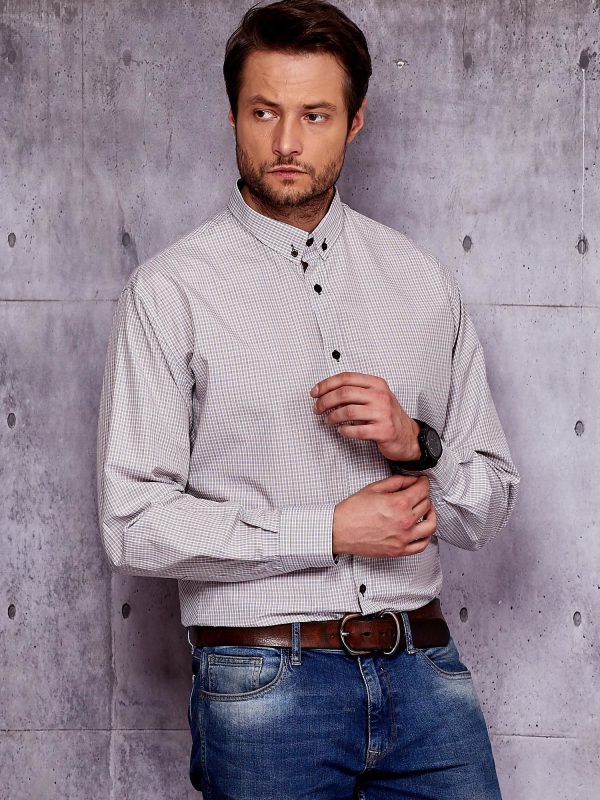 Wholesale Beige Shirt Men's Colorful Checkered Pattern PLUS SIZE