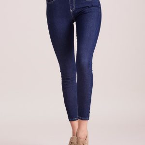 Wholesale Dark blue jeggings with zipper