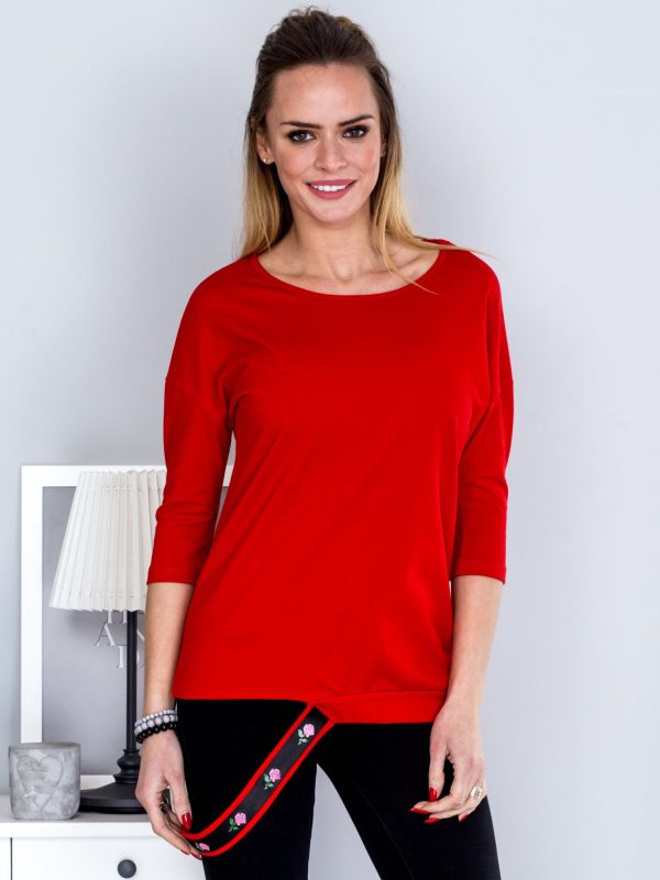 Wholesale Red blouse with decorative belt