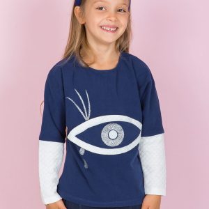 Wholesale Navy blue sweatshirt for girl with applique