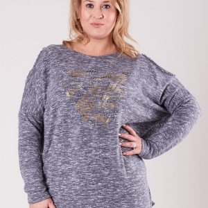 Wholesale Gray blouse with cutouts on the shoulders PLUS SIZE