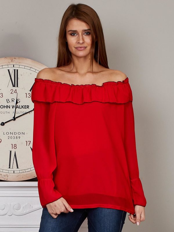 Wholesale Chiffon blouse spanish red