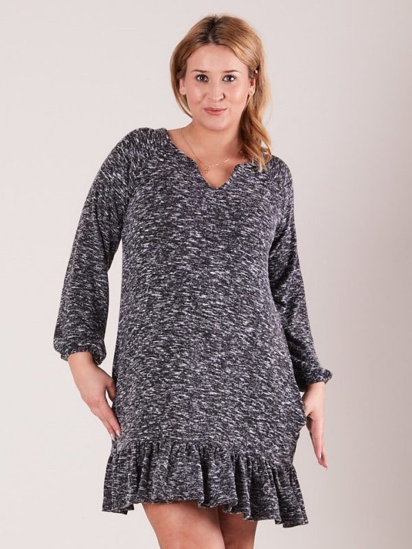 Wholesale Grey Plus Size Ruffle Dress