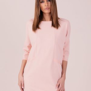 Wholesale Pale pink dress with decorative hem