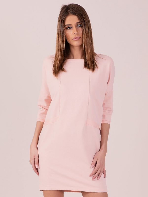 Wholesale Pale pink dress with decorative hem