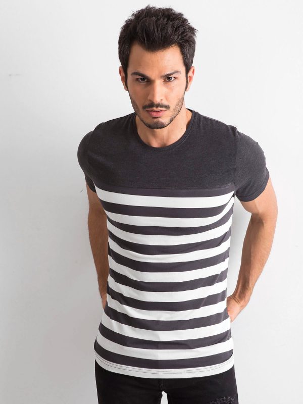 Wholesale Men's Graphite Striped T-Shirt