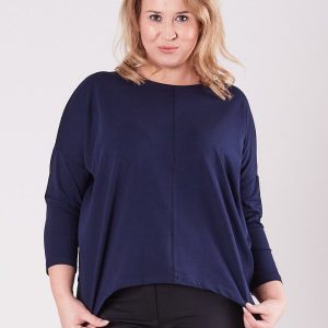 Wholesale Navy blue asymmetrical blouse for women PLUS SIZE