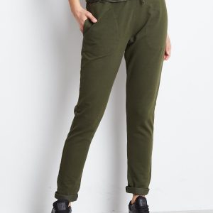 Wholesale Khaki sweatpants with raw trim