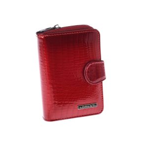 Wholesale Dark red lacquered leather wallet for zipper and string