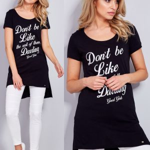 Wholesale Cotton black tunic with lettering on the front