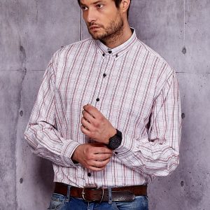 Wholesale White Plus Size Men's Checkered Shirt