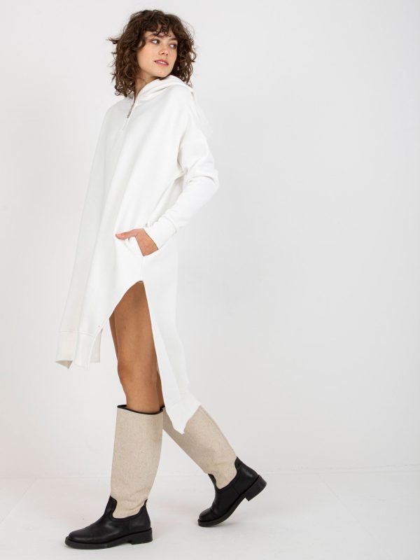 Wholesale Quito white long sweatshirt basic oversize cut