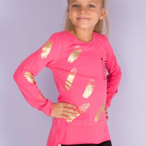 Wholesale Pink girl blouse with pocket cut out