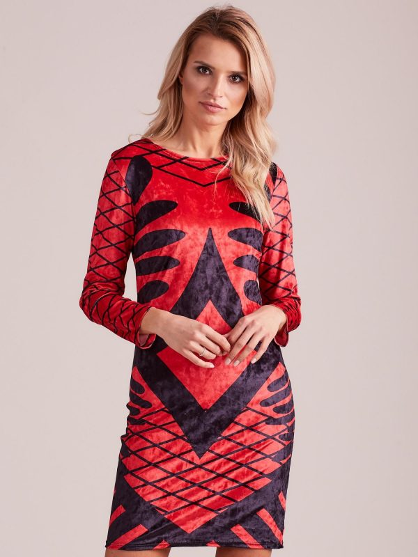 Wholesale Red velvet dress with patterns