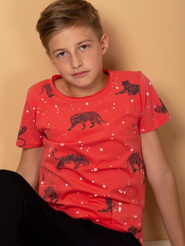 Wholesale Coral t-shirt for boy in tigers