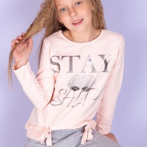 Wholesale Light pink sweatshirt for girl with applique