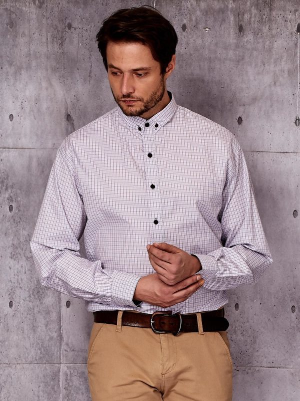 Wholesale Purple Plus Size Men's Fine Checkered Shirt