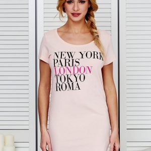 Wholesale Cotton peach nightgown with city names