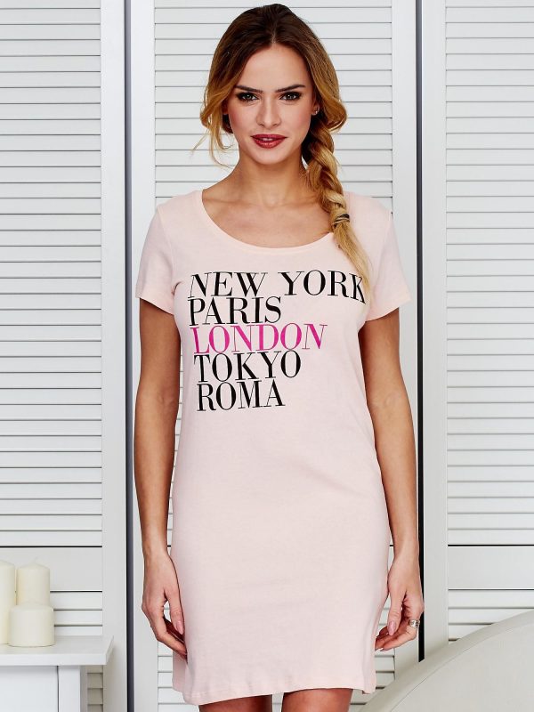 Wholesale Cotton peach nightgown with city names