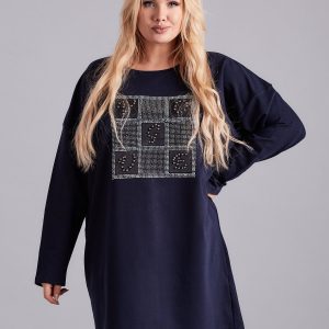 Wholesale Navy blue tunic with plus size applique