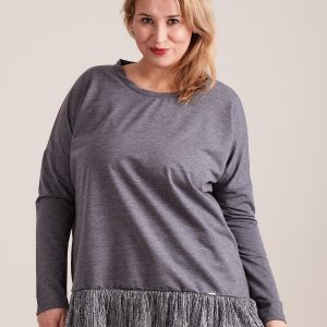 Wholesale Dark grey blouse with frill PLUS SIZE